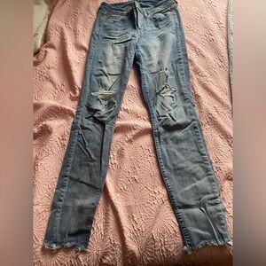 Women's Distressed Skinny Blue Jeans